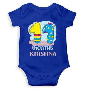 Custom Name 11 Month Birthday Teddy Design Rompers for Baby Boy- KidsFashionVilla