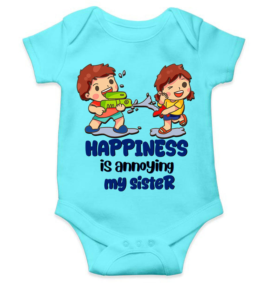 Happiness Is Annoying My Sister Raksha Bandhan Rompers for Baby Boy- KidsFashionVilla