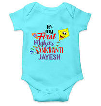 Load image into Gallery viewer, Its My First Makar Sankranti Custom Name Makar Sankranti Rompers for Baby Boy- KidsFashionVilla
