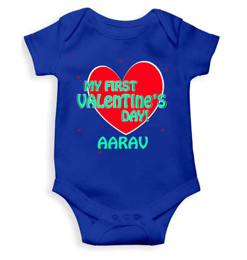 Custom Name 1st Valentine Rompers for Baby Boy- KidsFashionVilla