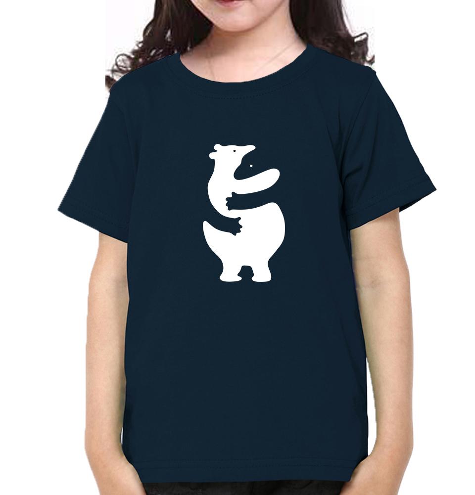 Animal Hug Half Sleeves T-Shirt For Girls -KidsFashionVilla