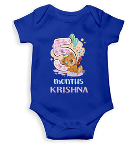 Custom Name 5 Month Birthday Teddy Design Rompers for Baby Boy- KidsFashionVilla