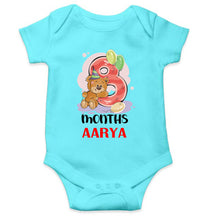 Load image into Gallery viewer, Custom Name 8 Month Birthday Teddy Design Rompers for Baby Girl- KidsFashionVilla
