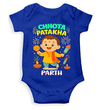 Load image into Gallery viewer, Custom Name Chhota Patakha With Diwali Rompers for Baby Boy- KidsFashionVilla
