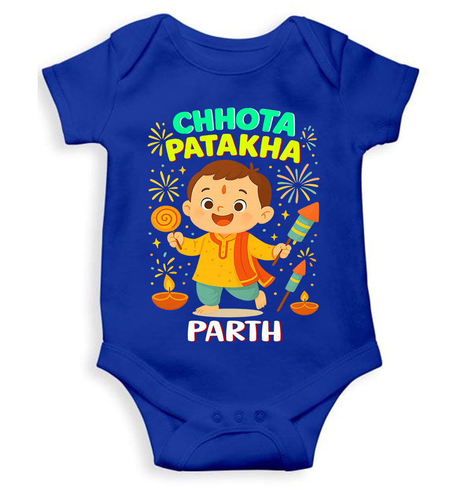 Custom Name Chhota Patakha With Diwali Rompers for Baby Boy- KidsFashionVilla