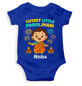 Custom Name Cutest Little Phooljhadi Diwali Rompers for Baby Girl- KidsFashionVilla