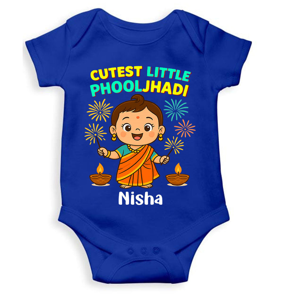 Custom Name Cutest Little Phooljhadi Diwali Rompers for Baby Girl- KidsFashionVilla