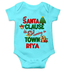 Custom Name Santa Clause Is Coming To Town Christmas Rompers for Baby Girl- KidsFashionVilla