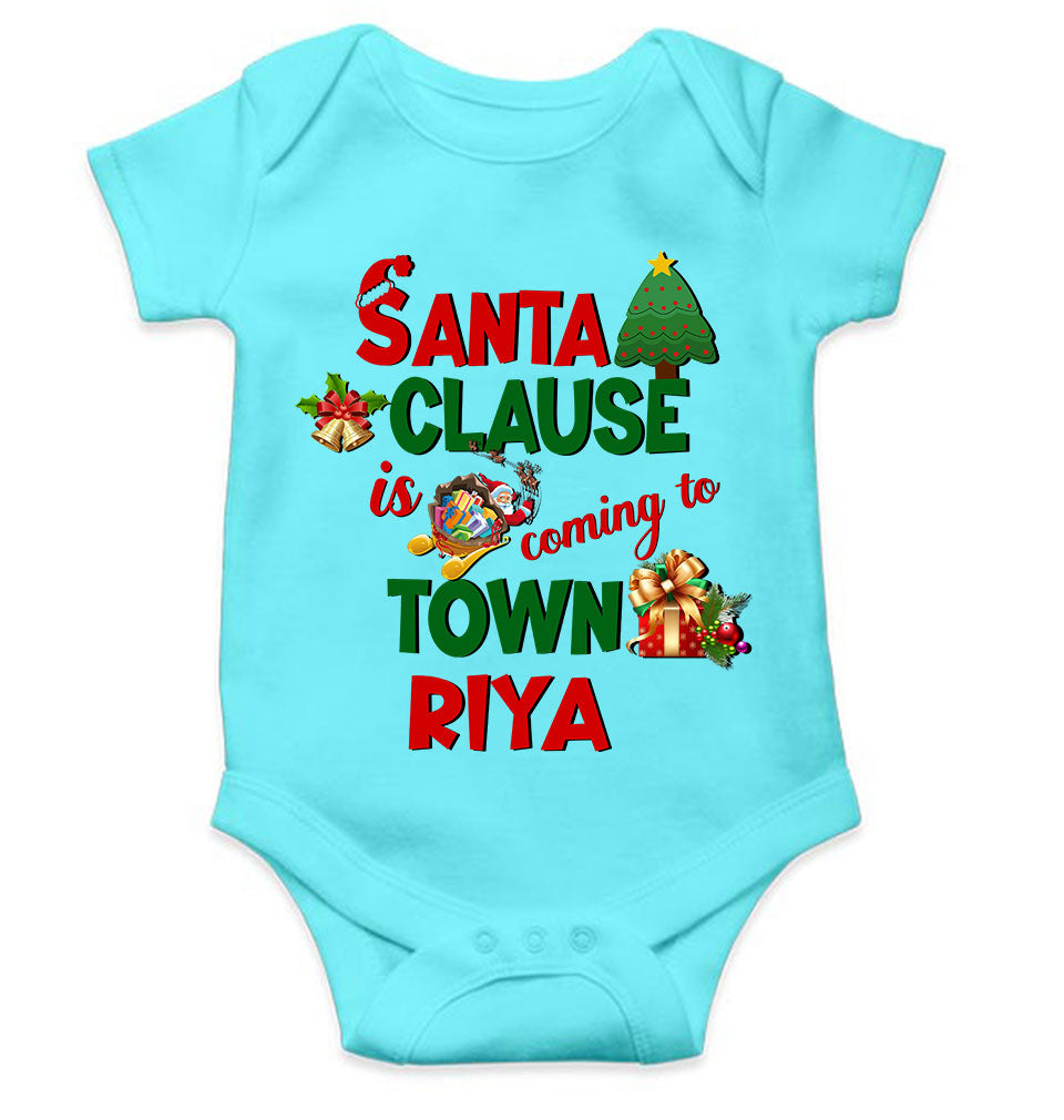 Custom Name Santa Clause Is Coming To Town Christmas Rompers for Baby Girl- KidsFashionVilla