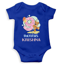 Load image into Gallery viewer, Custom Name 9 Month Birthday Teddy Design Rompers for Baby Boy- KidsFashionVilla
