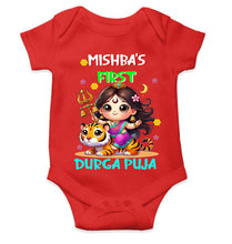 Load image into Gallery viewer, Custom Name First Durga Puja Rompers for Baby Girl- KidsFashionVilla
