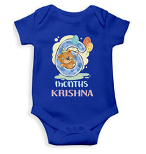 Load image into Gallery viewer, Custom Name 6 Month Birthday Teddy Design Rompers for Baby Boy- KidsFashionVilla

