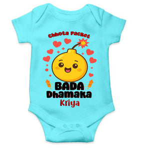 Custom Name Chhota Packet Baada Dhamaka Diwali Rompers for Baby Girl- KidsFashionVilla