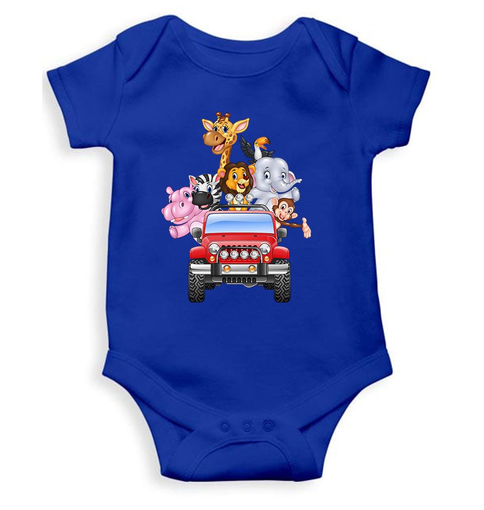 Jungle Jeep Cartoon Rompers for Baby Girl- KidsFashionVilla