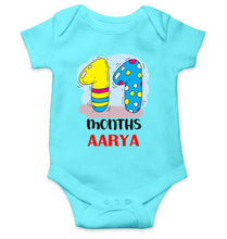 Load image into Gallery viewer, Custom Name 11 Month Birthday Teddy Design Rompers for Baby Girl- KidsFashionVilla
