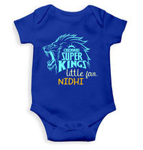 Load image into Gallery viewer, Custom Name IPL CSK Chennai Super Kings Little Fan Rompers for Baby Girl- KidsFashionVilla
