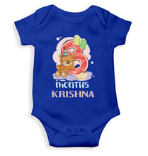 Load image into Gallery viewer, Custom Name 8 Month Birthday Teddy Design Rompers for Baby Boy- KidsFashionVilla
