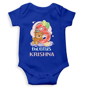 Custom Name 8 Month Birthday Teddy Design Rompers for Baby Boy- KidsFashionVilla