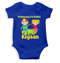Load image into Gallery viewer, Custom Name Twinning For Rakhi Raksha Bandhan Rompers for Baby Boy- KidsFashionVilla
