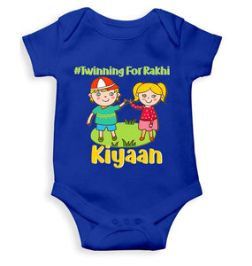 Custom Name Twinning For Rakhi Raksha Bandhan Rompers for Baby Boy- KidsFashionVilla