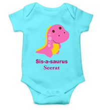 Load image into Gallery viewer, Custom Name Sis A Sauras Rakhi Rompers for Baby Girl- KidsFashionVilla
