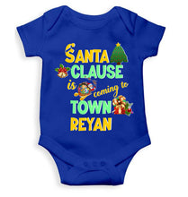 Load image into Gallery viewer, Custom Name Santa Clause Is Coming To Town Christmas Rompers for Baby Boy- KidsFashionVilla
