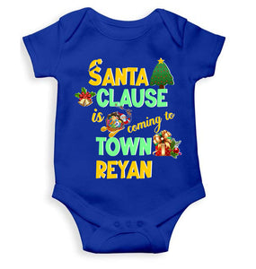 Custom Name Santa Clause Is Coming To Town Christmas Rompers for Baby Boy- KidsFashionVilla
