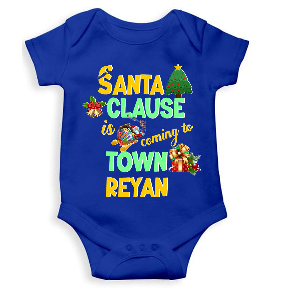 Custom Name Santa Clause Is Coming To Town Christmas Rompers for Baby Boy- KidsFashionVilla