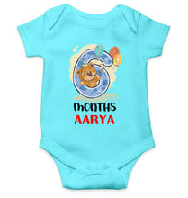 Load image into Gallery viewer, Custom Name 6 Month Birthday Teddy Design Rompers for Baby Girl- KidsFashionVilla
