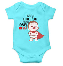 Load image into Gallery viewer, Custom Name Daddys Little Man Turns One First Birthday Rompers for Baby Boy- KidsFashionVilla
