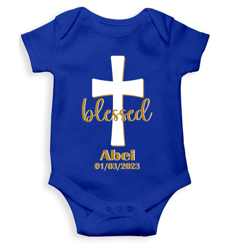 Custom Name And Date Blessed Baptism Christening Day Rompers for Baby Boy- KidsFashionVilla