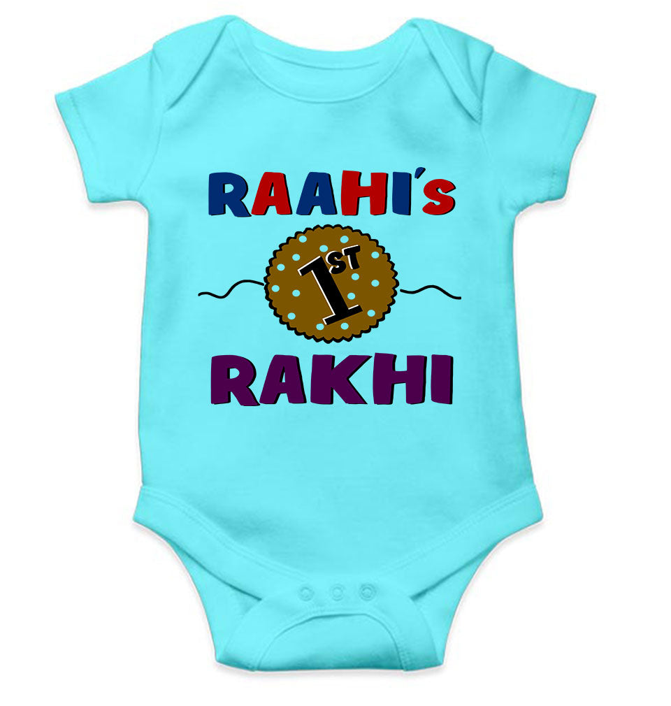 Custom Name First Rakhi Rompers for Baby Girl- KidsFashionVilla