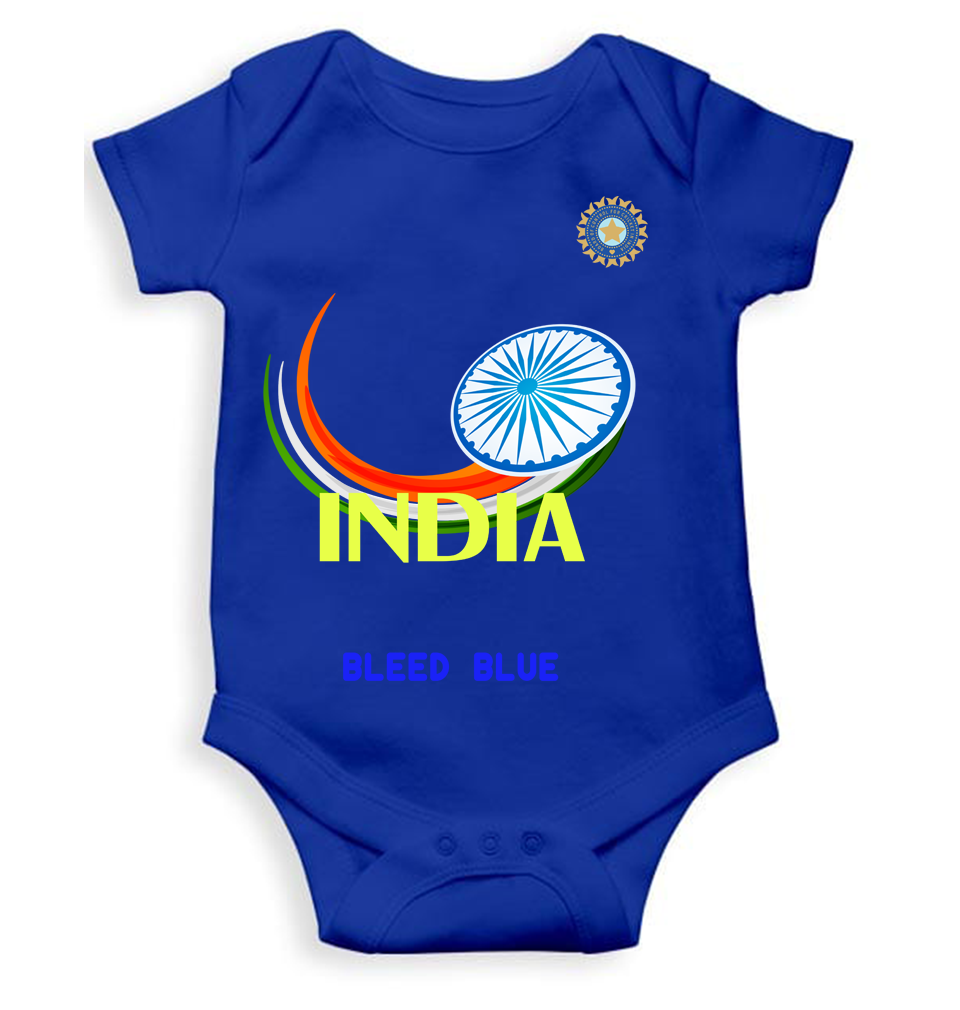 India Bleed Blue World Cup Cricket Rompers for Baby Boy- KidsFashionVilla