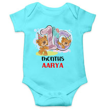 Load image into Gallery viewer, Custom Name 10 Month Birthday Teddy Design Rompers for Baby Girl- KidsFashionVilla
