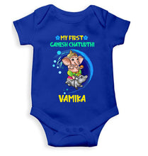 Load image into Gallery viewer, My First Ganesh Chaturthi Rompers for Baby Girl- KidsFashionVilla
