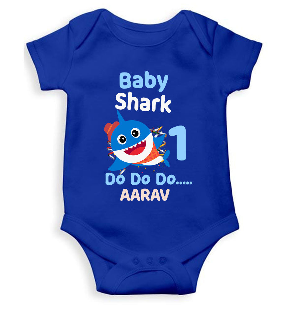 Custom Name Baby Shark Do Do Do First Birthday Rompers for Baby Boy- KidsFashionVilla