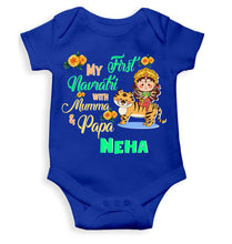 Load image into Gallery viewer, Custom Name My First Navratri With Mumma And Papa Rompers for Baby Girl- KidsFashionVilla
