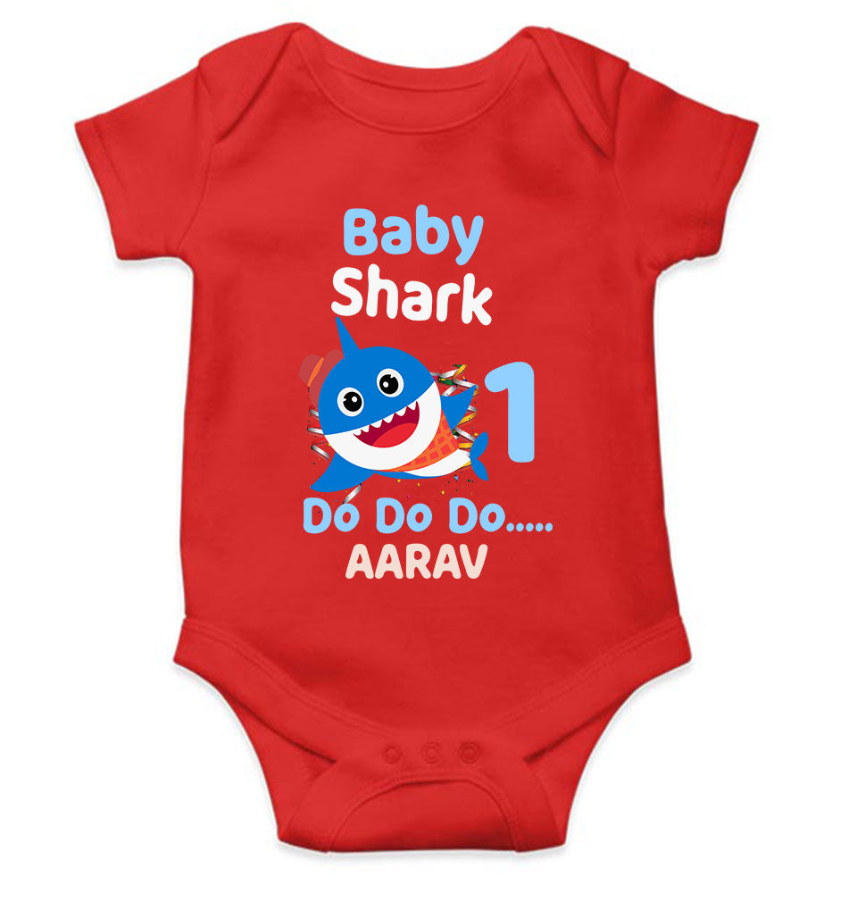 Custom Name Baby Shark Do Do Do First Birthday Rompers for Baby Boy- KidsFashionVilla