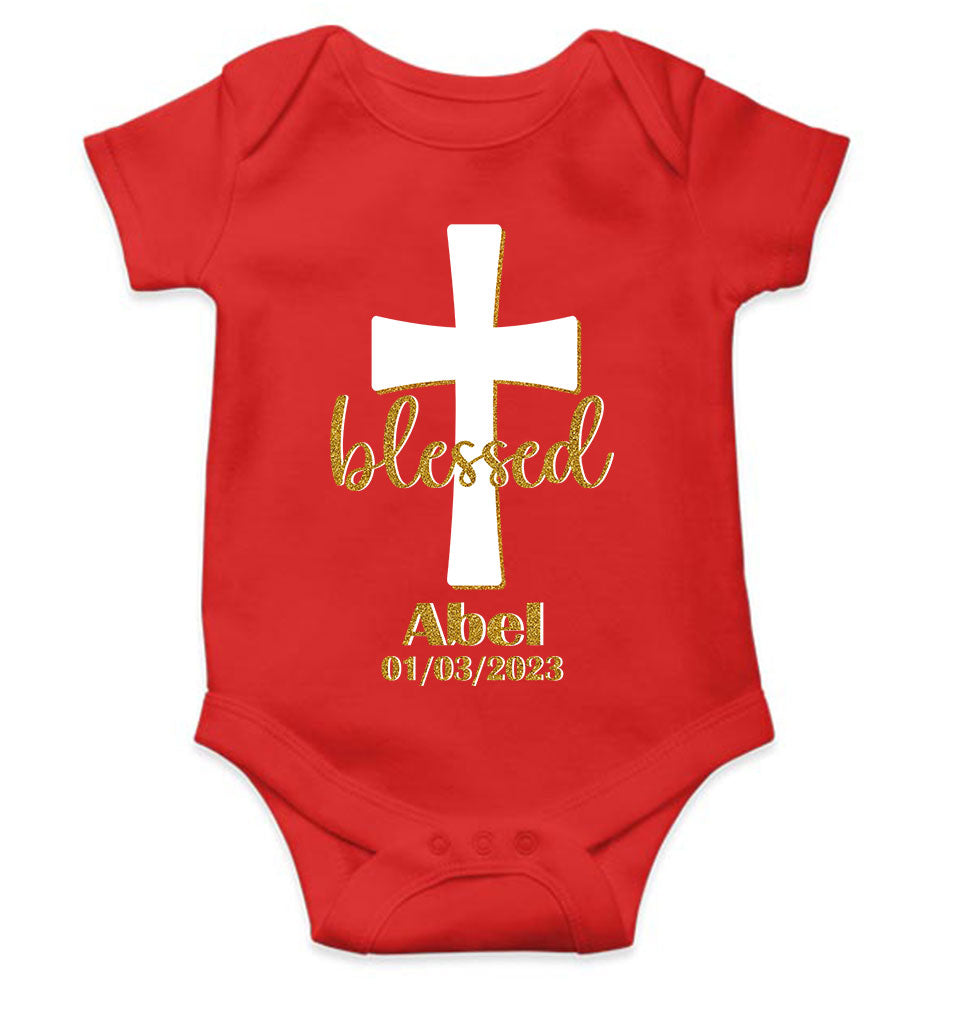 Custom Name And Date Blessed Baptism Christening Day Rompers for Baby Boy- KidsFashionVilla