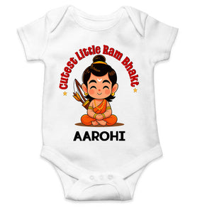 Custom Name Cutest little Ram Bhakt Dusshera Rompers for Baby Girl- KidsFashionVilla