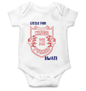 Custom Name IPL PBKS Punjab Super Kings Little Fan Rompers for Baby Girl- KidsFashionVilla