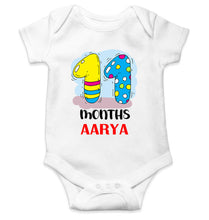 Load image into Gallery viewer, Custom Name 11 Month Birthday Teddy Design Rompers for Baby Girl- KidsFashionVilla
