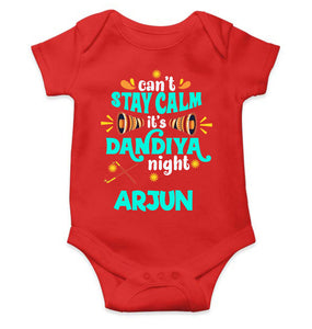 Custom Name Cant Stay Calm It Is Dandiya Night Navratri Rompers for Baby Boy- KidsFashionVilla