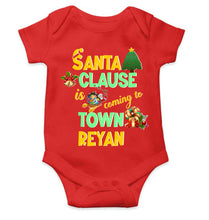 Load image into Gallery viewer, Custom Name Santa Clause Is Coming To Town Christmas Rompers for Baby Boy- KidsFashionVilla

