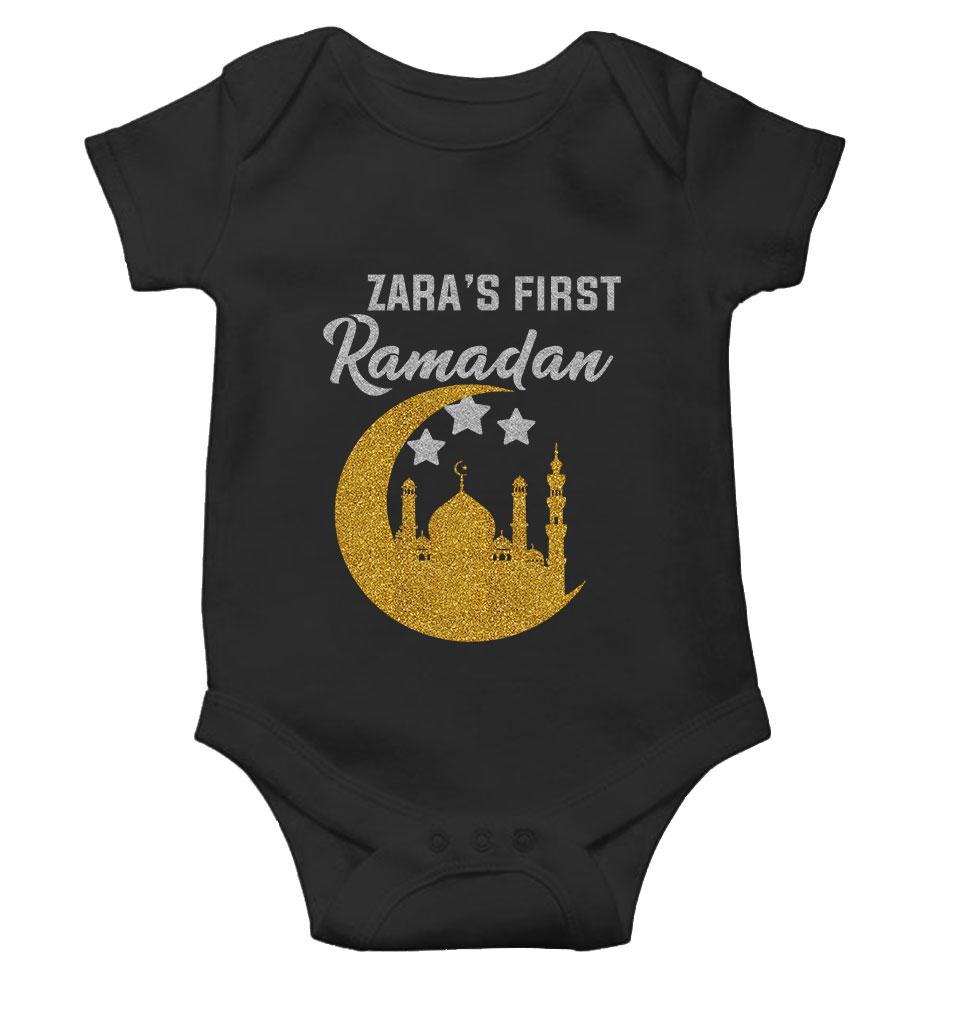 First Ramadan Custom Name Eid Rompers for Baby Girl- KidsFashionVilla