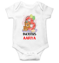 Load image into Gallery viewer, Custom Name 8 Month Birthday Teddy Design Rompers for Baby Girl- KidsFashionVilla
