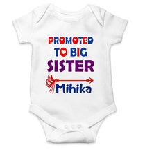 Load image into Gallery viewer, Custom Name Promoted To Big Sister Rakhi Rompers for Baby Girl- KidsFashionVilla

