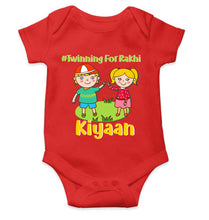 Load image into Gallery viewer, Custom Name Twinning For Rakhi Raksha Bandhan Rompers for Baby Boy- KidsFashionVilla
