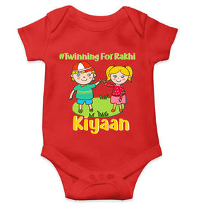 Custom Name Twinning For Rakhi Raksha Bandhan Rompers for Baby Boy- KidsFashionVilla
