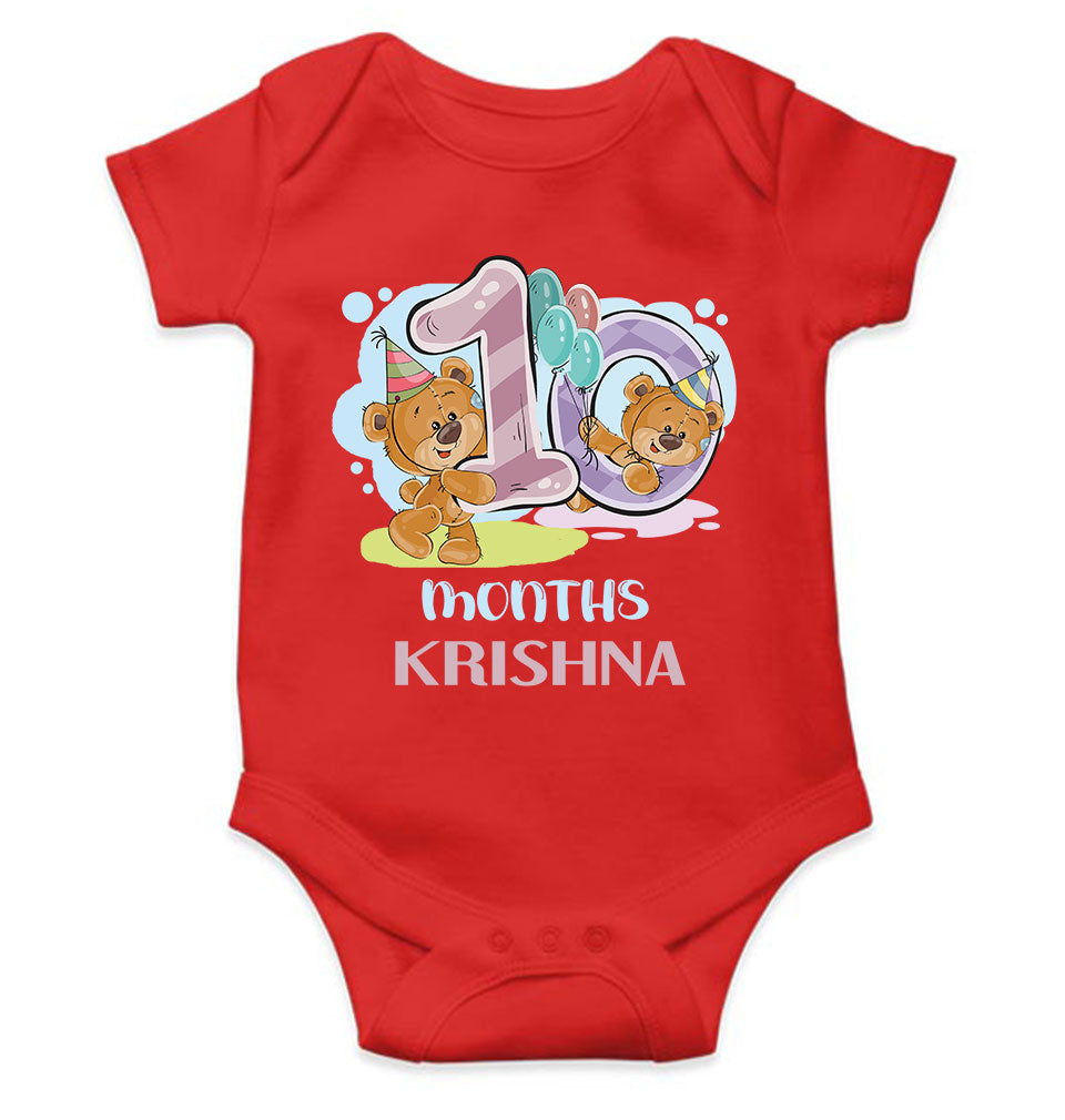 Custom Name 10 Month Birthday Teddy Design Rompers for Baby Boy- KidsFashionVilla